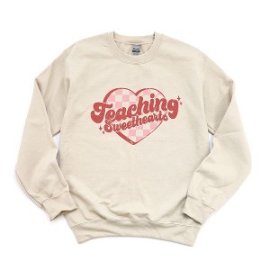Simply Sage Market Women's Graphic Sweatshirt Teaching Sweethearts Checkered Hearts - 1 of 4