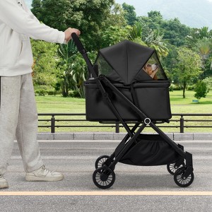 Pet Stroller for Small Dogs & Cats, Lightweight Foldable Dog Stroller with 360° Shockproof Wheels, Storage Basket & Sun Canopy for Walking, Travel - 1 of 4