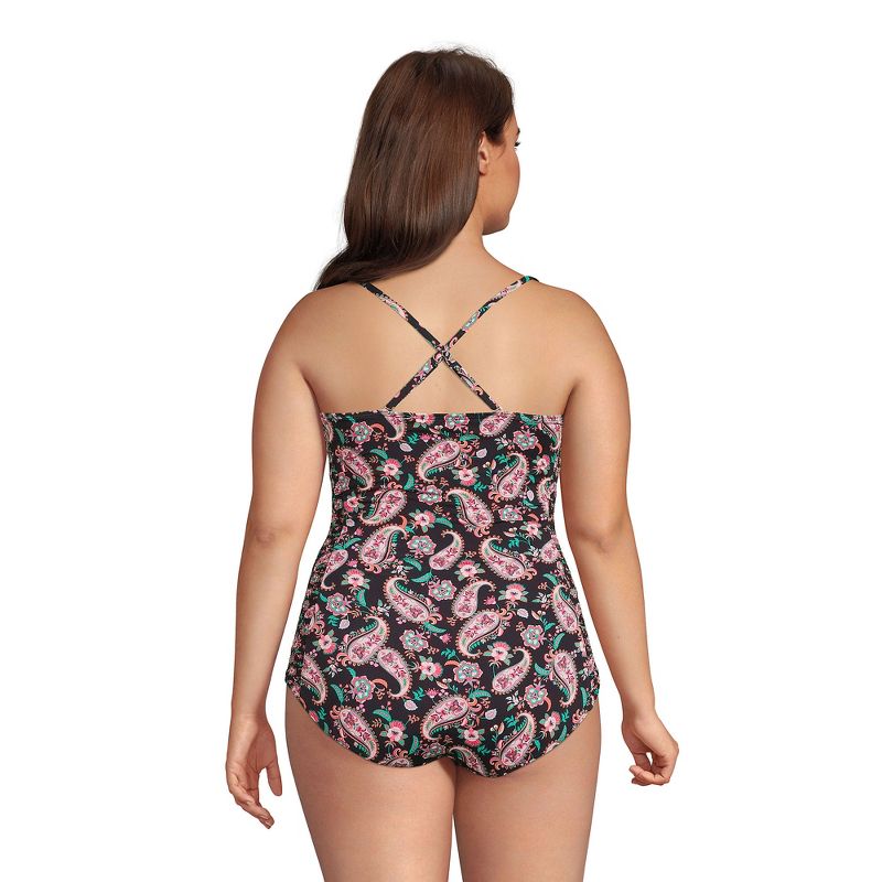 Lands' End Women's Chlorine Resistant Smocked Square Neck One Piece Swimsuit with Adjustable Straps, 2 of 7
