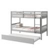 Twin Over Twin Rubber Wood Bunk Bed with Trundle, Convertible into Twin Size Beds, Twin Size Bunk Bed with Ladder and Safety Guardrails,Grey - 4 of 4