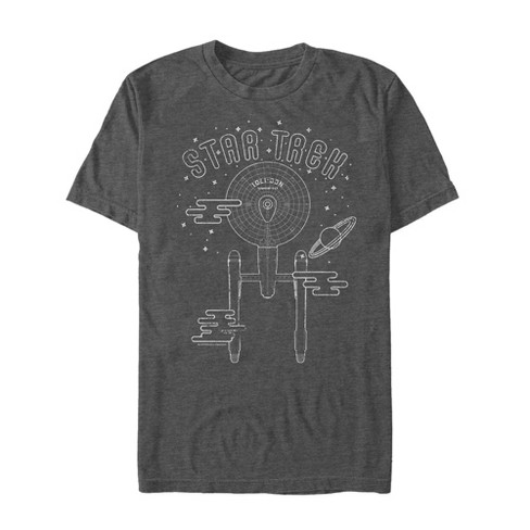 Men's Star Trek USS Enterprise Line Art T-Shirt - Charcoal Heather - Small