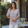 Knit & Lounge Women’s Textured Knit Top Open Stitch Pattern Half Sleeve Lightweight Sweater Scoop Neck Casual Pullover - 2 of 4