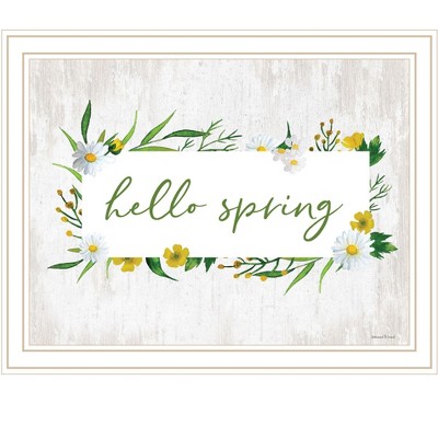 HomeRoots Hello Spring White Framed Print Wall Art
