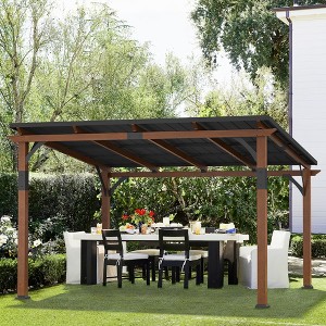 Arceso Hardtop Gazebo, Outdoor Pergola with Metal Roof, Wooden Frame & Permanent Patio Canopy, Pavilion Grill Gazebo for Patio, Backyard, Garden - 1 of 4