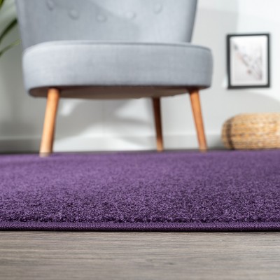 Haze Purple Solid Low-Pile Synthetic Runner Rug