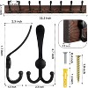 LunaLulinlk 32.2-in Large Wall Mounted Clothes Hook Hanger With 8 Metal Black Three Hooks, Brown Pine Solid Wood Board Hat Rack - 3 of 4