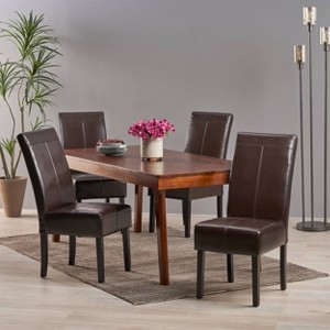 Set of 4 Pertica T-stitch Dining Chairs Chocolate Brown - Christopher Knight Home: Upholstered, Transitional Style - 1 of 4