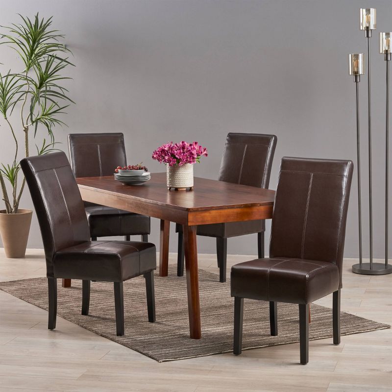 Set of 4 Pertica T-stitch Dining Chairs Chocolate Brown - Christopher Knight Home, 3 of 6