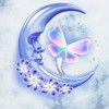 Juniors Womens Lost Gods Airbrushed Half Crescent Moon Butterfly Crop T-Shirt - 2 of 4