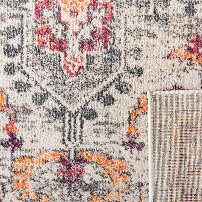 Beige and Orange Synthetic Hand-Knotted Round Rug