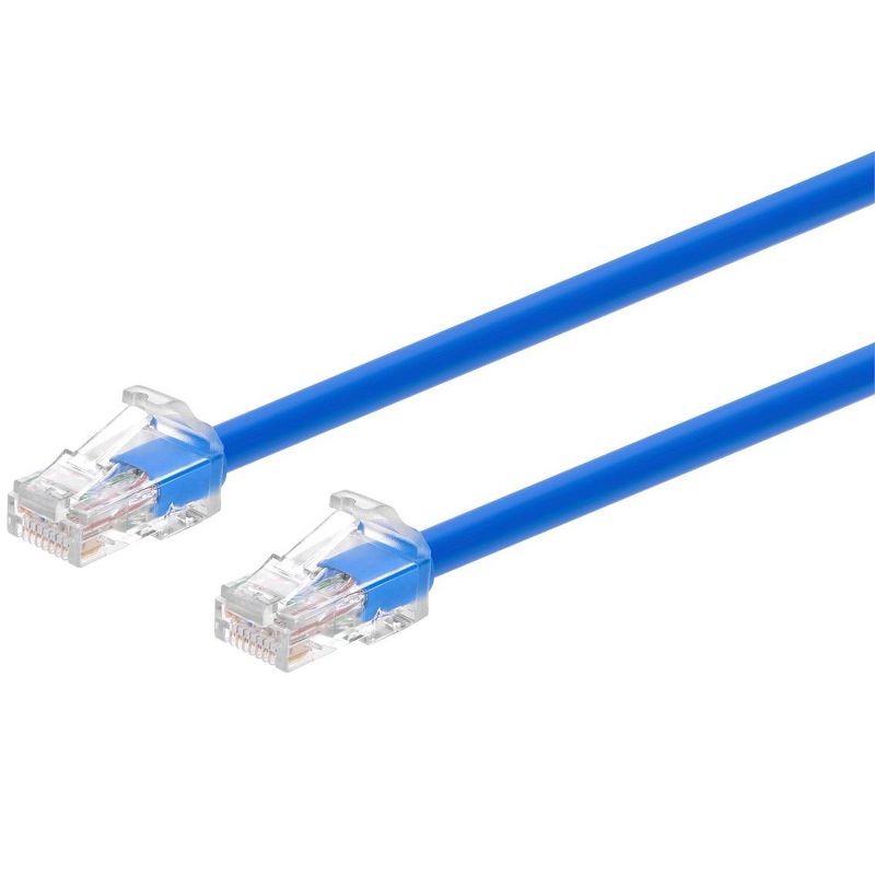 Monoprice Cat6A Component Level Patch Cable - 1ft - Blue, UTP, 24AWG, 500MHz, Pure Bare Copper, Snagless RJ45, Ethernet Cable - Micro SlimRun Series, 5 of 7