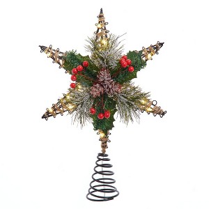 Kurt Adler 13.5-Inch Battery Operated Lighted 6-Point Rattan Star Tree Topper - 1 of 4