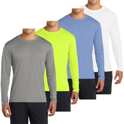 Mafoose Men’s Casual UPF 50 Long Sleeve Performance T-Shirt Pack of 4
