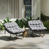 Outsunny Outdoor Rocking Chair Set of 2, Oversized Rocking Papasan Chairs with Cushions, Gray - 2 of 4