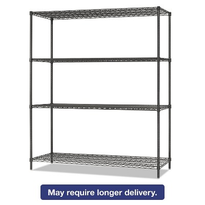 Alera All-Purpose Wire Shelving Starter Kit 4-Shelf 60 x 18 x 72 Black Anthracite+ SW206018BA