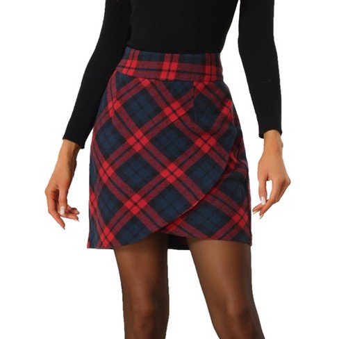 Plaid elastic outlet waist mini skirt