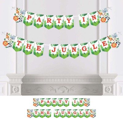 Big Dot of Happiness Jungle Party Animals - Safari Zoo Animal Birthday Party or Baby Shower Bunting Banner - Party Decorations - Party in The Jungle