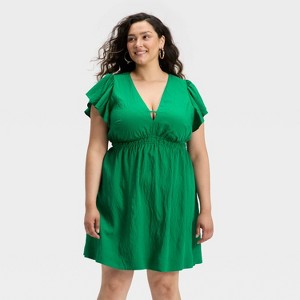 Women's Flutter Short Sleeve Mini A-Line Dress - A New Day™ - 1 of 3