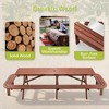 JUJABU 8FT Outdoor Wooden Picnic Table with Benches and Umbrella Hole for 14-16 People, Brown - 4 of 4