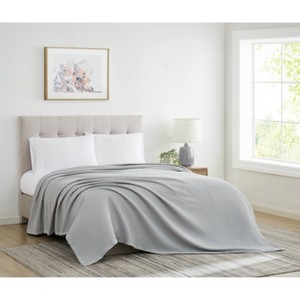 Cannon King Heritage Cotton Waffle Blanket Gray: All Ages, Machine Washable, Tumble Dry, 108"x90" - 1 of 3