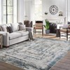 2 x 6 ft Polyester Initation  Blue Rectangular Hallway Bathroom Entryway Kitchen Office Foldable Abstract Modern Washable Area Rug - 4 of 4