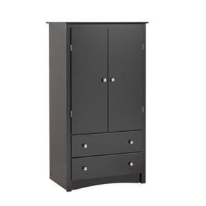 Clothing Armoire Black - Prepac: Transitional Style, 2-Door Wardrobe with Drawers & Shelves - 1 of 4