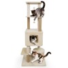 Costway 64” Tall Cat Tree with 2 Large Condos, Jute Scratching Posts, Plush Top Perch Beige/Dark Gray/Light Gray - 2 of 2