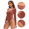 INSPIRE CHIC Women's Bodysuit Long Sleeve Slim Fit V Neck Tummy Control Brief Shapewear - 3 of 4