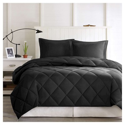 Twin Black Reversible Down Alternative Comforter Set