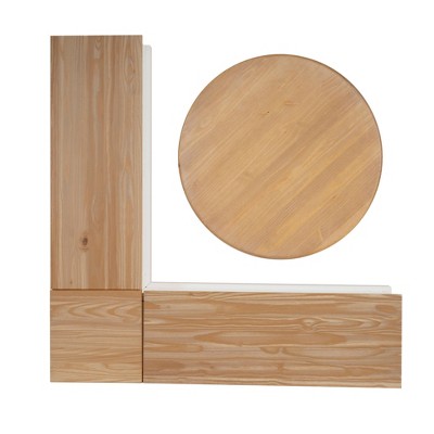 Natural Pine and White Backless Corner Nook Set