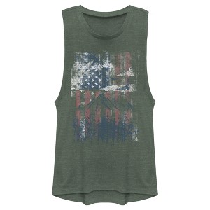 Juniors Womens Lost Gods Distressed American Mountain Festival Muscle Tee - 1 of 4