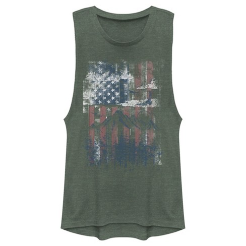 Juniors Womens Lost Gods Distressed American Mountain Festival Muscle Tee - image 1 of 4