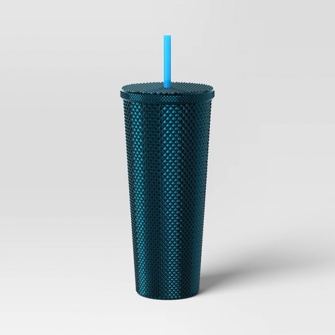 24oz Plastic Tumbler with Straw Clear Blue Wave - Opalhouse™