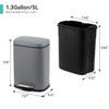Bathroom Trash Can with Lid, Stainless Steel Kitchen Trash Can with 12 Liter, Soft Close Step-On Pedal, Fingerprint-Resistant Finish for Kitchen - 2 of 4