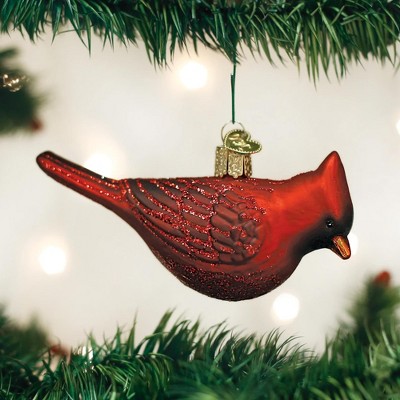 Handcrafted Red Glass Cardinal Christmas Ornament Set