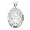 Black Bow Jewelry 14k White Gold 21mm Love You Always Scroll Oval Locket - 3 of 4