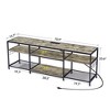 VECELO TV Stand with Power Outlets, Industrial Entertainment Center with 3-Tier Open Storage Shelves, 63 Inch - 3 of 4
