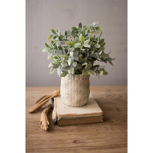 Artificial Sage with Criss Cross Rustic White Pot Set of 4 by Kalalou - 1 of 3