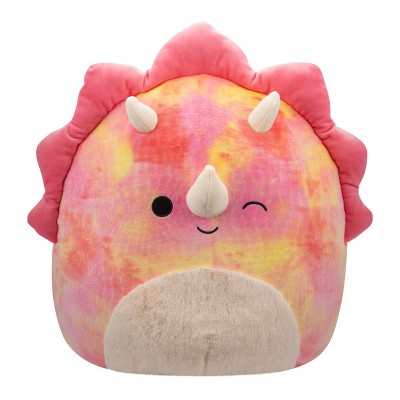 Squishmallows 16" Trinity Pink Tie-Dye Triceratops with Fuzzy Belly Large Plush