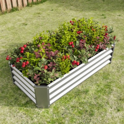 Rectangle Metal Raised Bed Garden,Metal Plant Pots Outdoor with Open Bottom Design,Garden Planter Boxes for Flowers,Vegetables-Coolbibila