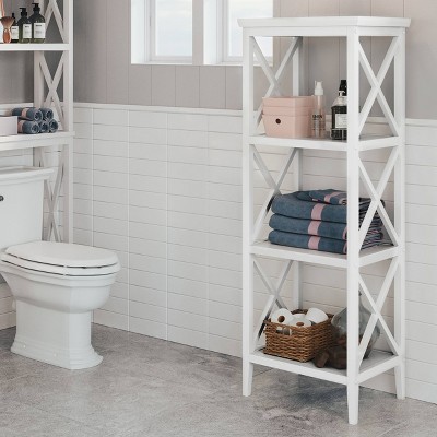 Adjustable White 63" Contemporary Storage Tower