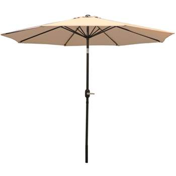 Sunnydaze Outdoor Aluminum Patio Table Umbrella with Polyester Canopy and Push Button Tilt and Crank - 9'
