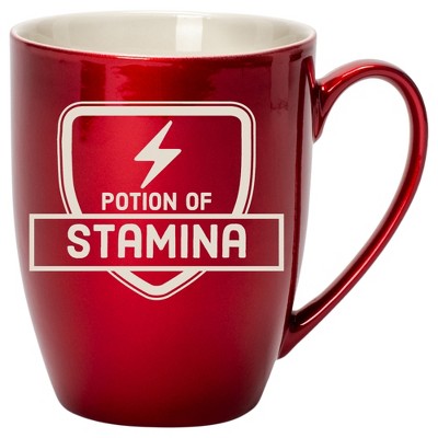 100 North Magic Potion 10 Ounce Cardinal Red Metallic Finish, Comfortably Fits Your Hands, New Bone China Coffee Tea Cup Mug, Potion Of Stamina