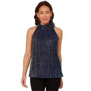 Adrianna Papell Womens Metallic Halter Top Shirt - 1 of 1