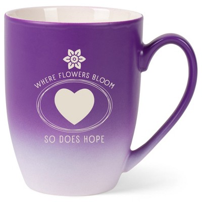 Elanze Designs Where Flowers Bloom So Does Hope 12 Ounce Ceramic Laser-Etched Engraved Drinkware Mug, Purple and White Ombre
