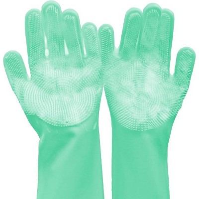 Paaaawaters 1 set Pink blue dishwashing gloves, suitable for housework, kitchen, durable silicone