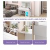 Modern Vanity Desk Makeup Table with Large Mirror 1 Cabinets Foldable Desk 2 Drawers Shelves, Dresser Vanity Desk Set for Bedroom - 2 of 4