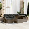 vidaXL 7 Piece Patio Sofa Set with Cushions Gray Poly Rattan - without storage - 2 of 4