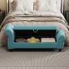 TiramisuBest 64.5" Velvet Storage Bed Bench - Tufted Chaise Lounge with Antique Nails, Khaki - 2 of 4