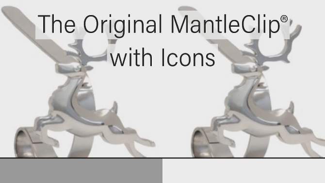 Original MantleClip 2ct Christmas Stocking Holder with Reindeer Icons Silver, 2 of 4, play video